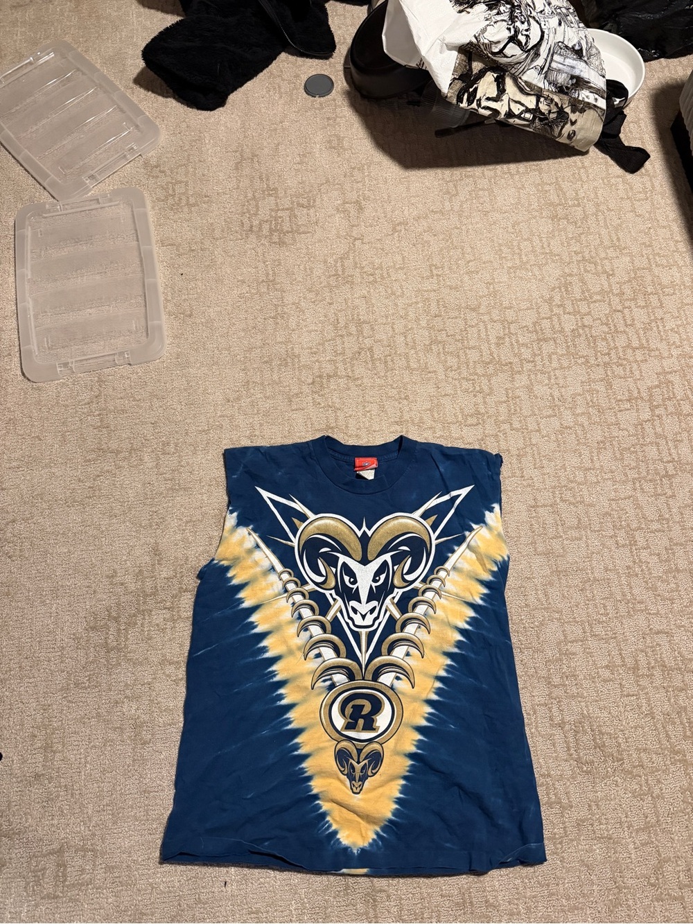 Vintage NFL Men’s Rams Tie-Dye Graphic Tank Top - Blue & Yellow